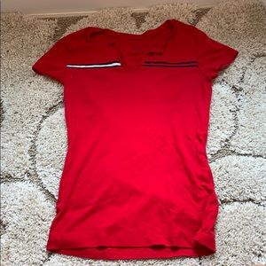 Tommy red slit top